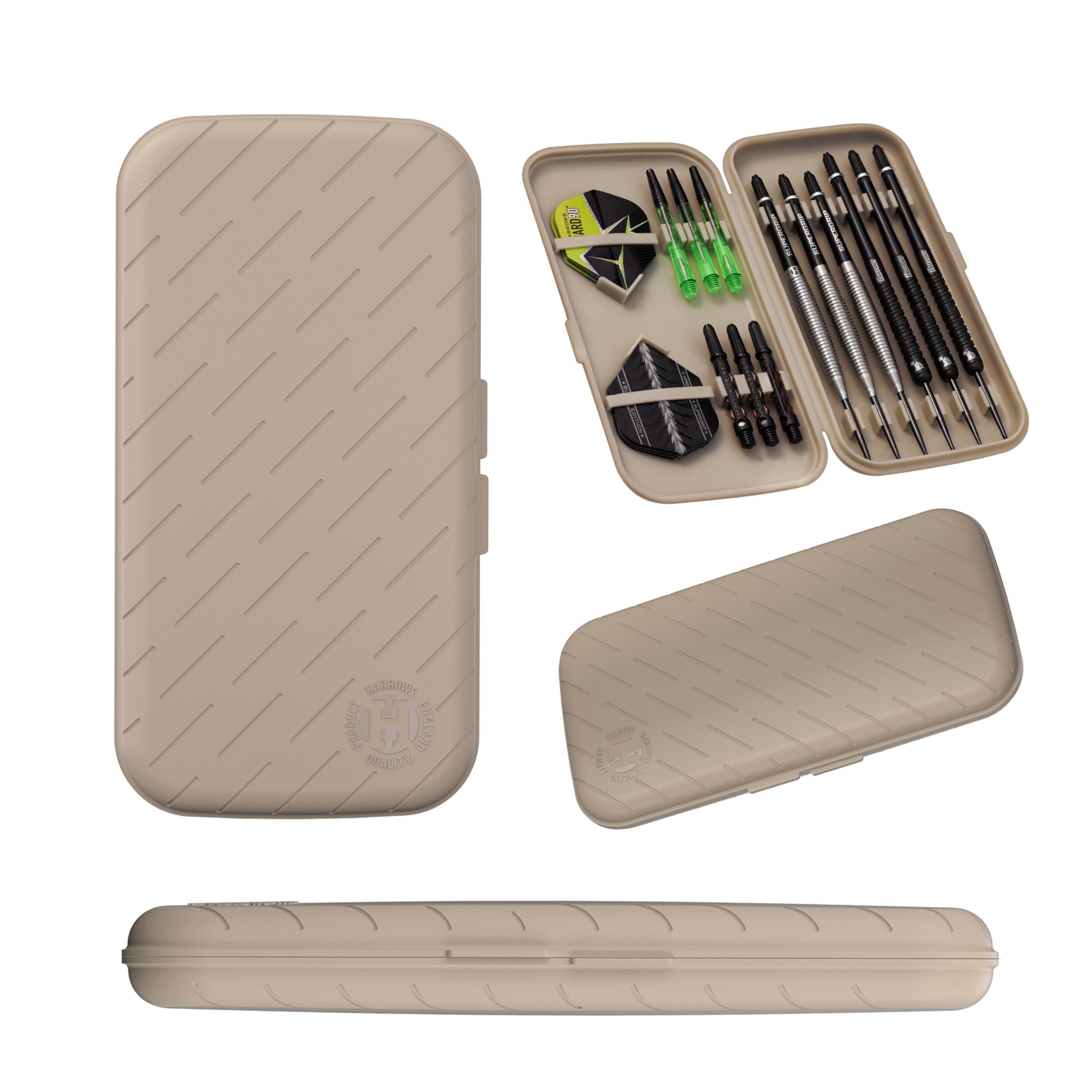 Harrows Slim Darts Case | The World's Smallest Lightest 6 Dart Case Darts Holder | Tough Hydrocarbon Construction I Holds 24pcs of Darts & Accessories (Stone)