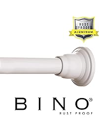 BINO Doric' Rust Proof Aluminum Shower Curtain Tension Rod - 42" to 72" - Adjustable Bathroom Stall Tension Pole
