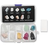 Colidcolor Moh's Hardness Test Kit - Include 10 Rock Mineral Specimens and 1 Unglazed Porcelain Streak Plates for Exploring Identifying Studying Geology and Earth Science
