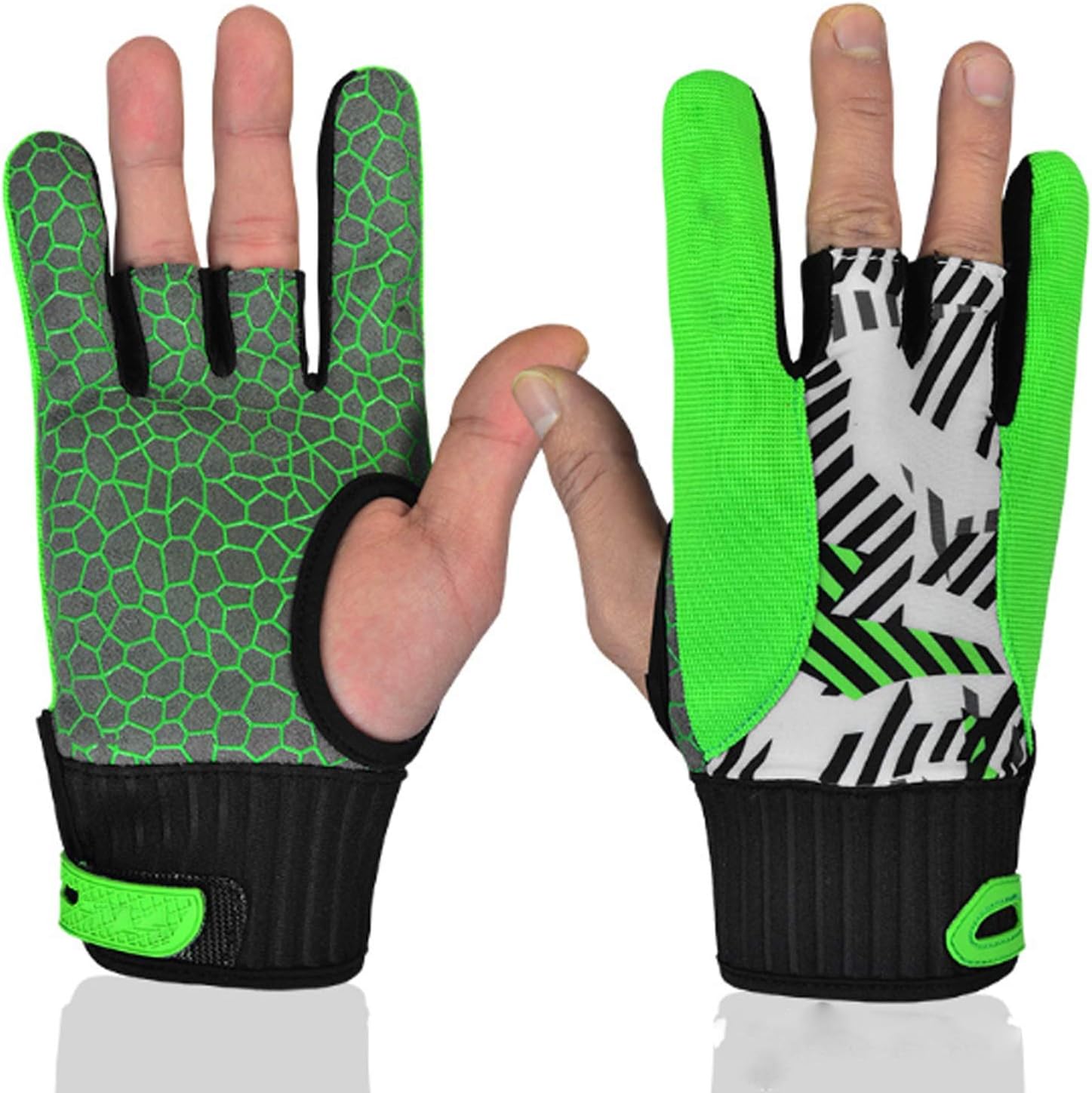GROSSARTIG Grip Bowling Glove Bowling Ball Wrist Support (Color : Green, Size : L)