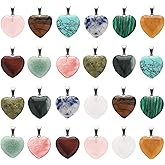 Lezam 24 Pieces Healing Crystal Heart Moon Cross Shaped Pendants Necklace Charms for DIY Jewelry Making Natural Quartz Stones Chakra Love Beads Bulk