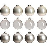 AOMOONOA Champagne Glass Christmas Ball Ornaments for Christmas Tree, 2.36” Christmas Hanging Ornaments Set of 12 Xmas Baubles for Holiday Party Xmas Tree Decorations Gifts