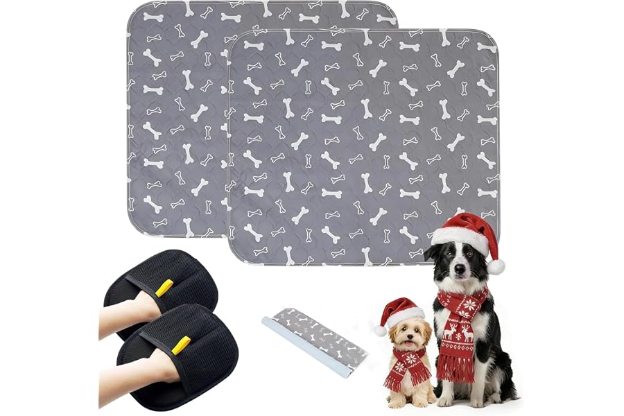 Puppy Pee Pads with Pheromones, Washable Puppy Training Pads for Dogs Reusable Puppy Potty Pads for Dogs and Cats(with Pet Hair Removal Gloves)