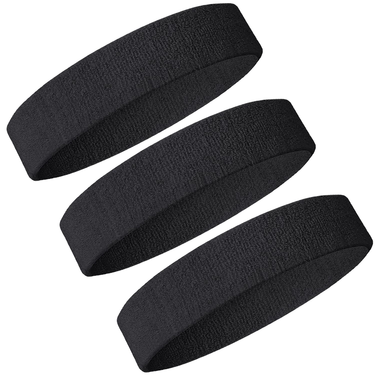 Ailiver Headbands Sweatband Set 3 Pieces Men Women Sweat Bands Absorbent for Gym Sports Tennis Running Exercise Basketball Headbands Sweatband Moisture Wicking (3 Pieces)