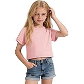 NUMYEAN Girls Crop Tops Short Sleeve T-Shirts for Girl Crew Neck Basic Tee Size 7-14 Years