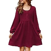 blibean Tween Girls Smocked Dresses Semi Formal Outfits with Pockets Size 6-15 Years