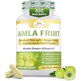 Organic Veda Amla Capsules - 1500mg, 300 Capsules - Natural Vitamin C Supplement with Antioxidants, Polyphenol for Immunity, Skin Glow &amp; Hair Growth - Single Origin Premium Organic Amla Fruit Powder