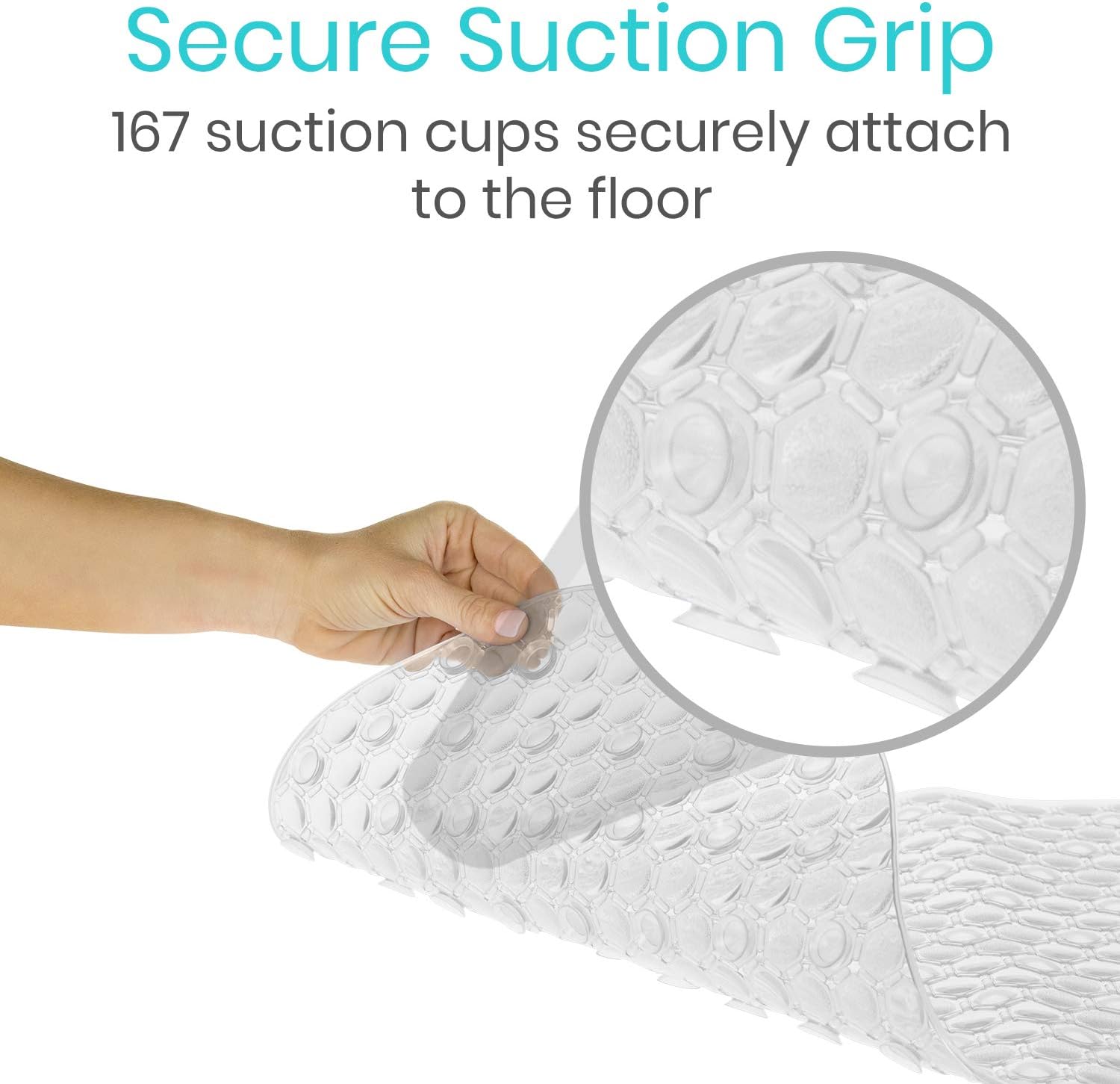 Vive Oval Bathtub Mat - Nonslip Shower Floor Pad - Non-Slip and Non-Skid for Bath Tub with Strong Rubber Suction Cup Grip - for Baby, Elderly, Kids, Bathroom (Clear): Health & Personal Care