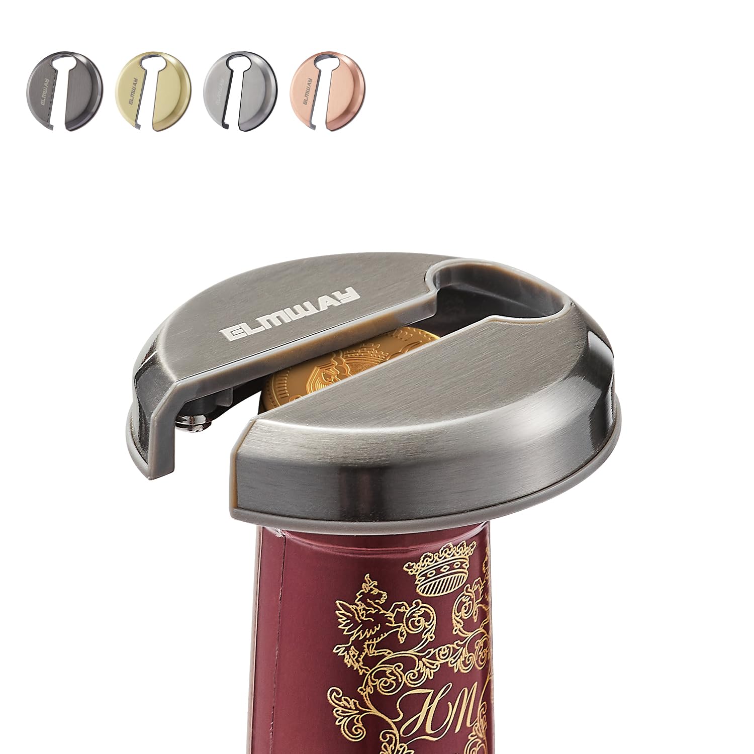 ELMWAY VinoLux Series Magnetic Wine Foil Cutter – Stainless Steel Top & Durable ABS Body, Compact Design with Magnetic Storage, Easy to Use & Portable, for Wine Lovers – Gunmetal