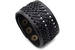 Heavstjer Punk Rock Adjustable Bracelet Braided Wide Leather Wristband Arm Cuff Bracelet
