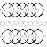 MECCANIXITY Bracelet Blanks for Jewelry Making 10pcs 20mm Black/Silver Color Adjustable Alloy Bezel Bracelet with 20mm Clear Glass Multi