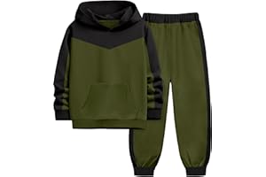 Doumlop Boys Clothes Long Sleeve Hoodie and Pants Color Block Sweatsuits 2 Piece Boy Fall Winter Outfits Set 5-10T