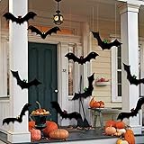 YUJUN Halloween Hanging Bats 12 Pieces 3D Realistic