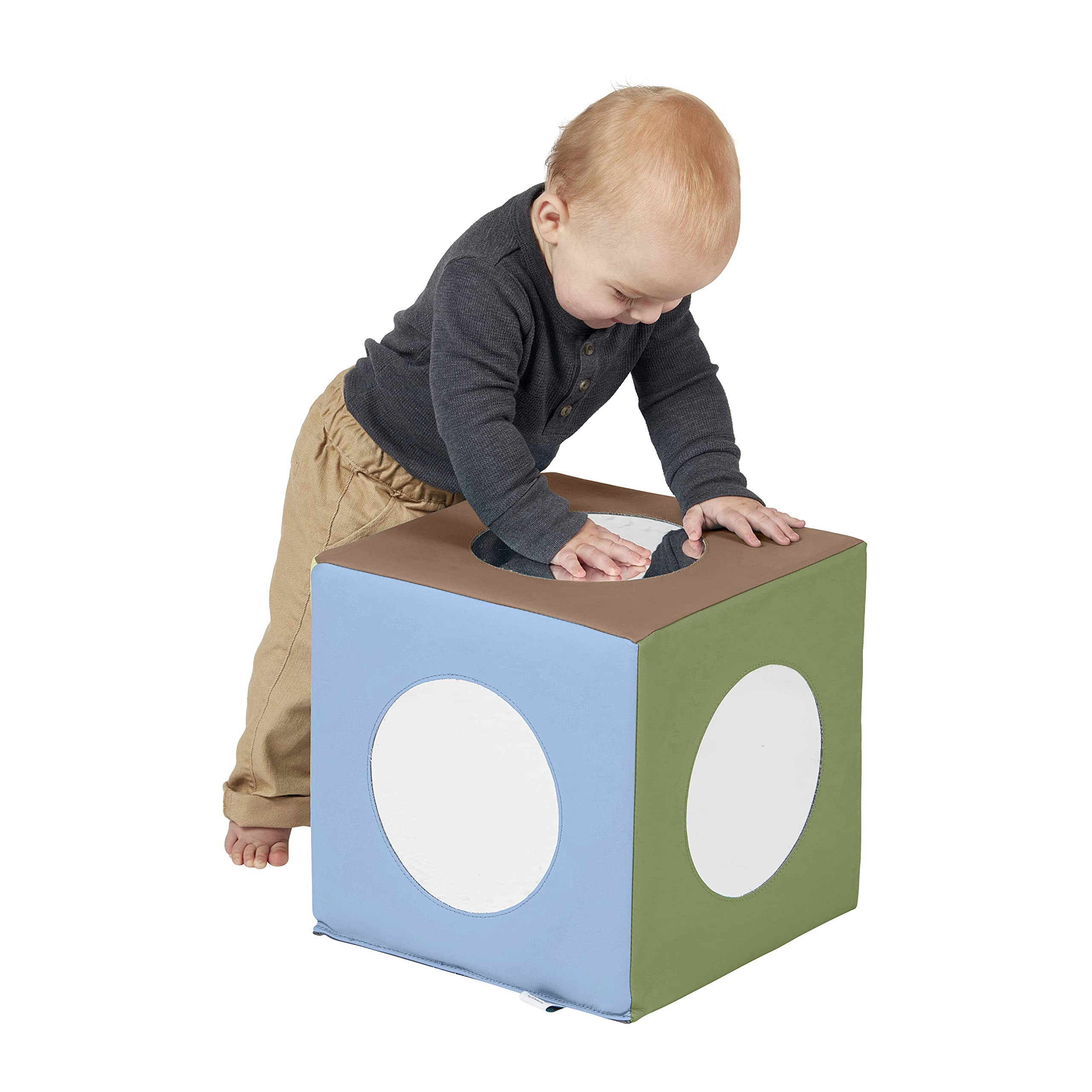 ECR4Kids SoftZone Mirror Cube, Sensory Toy, Earthtone