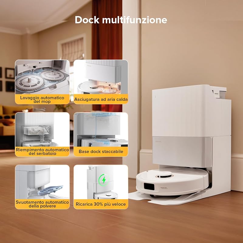 Qrevo S5V Robot Aspirapolvere Lavapavimenti, Mocio Estensibile