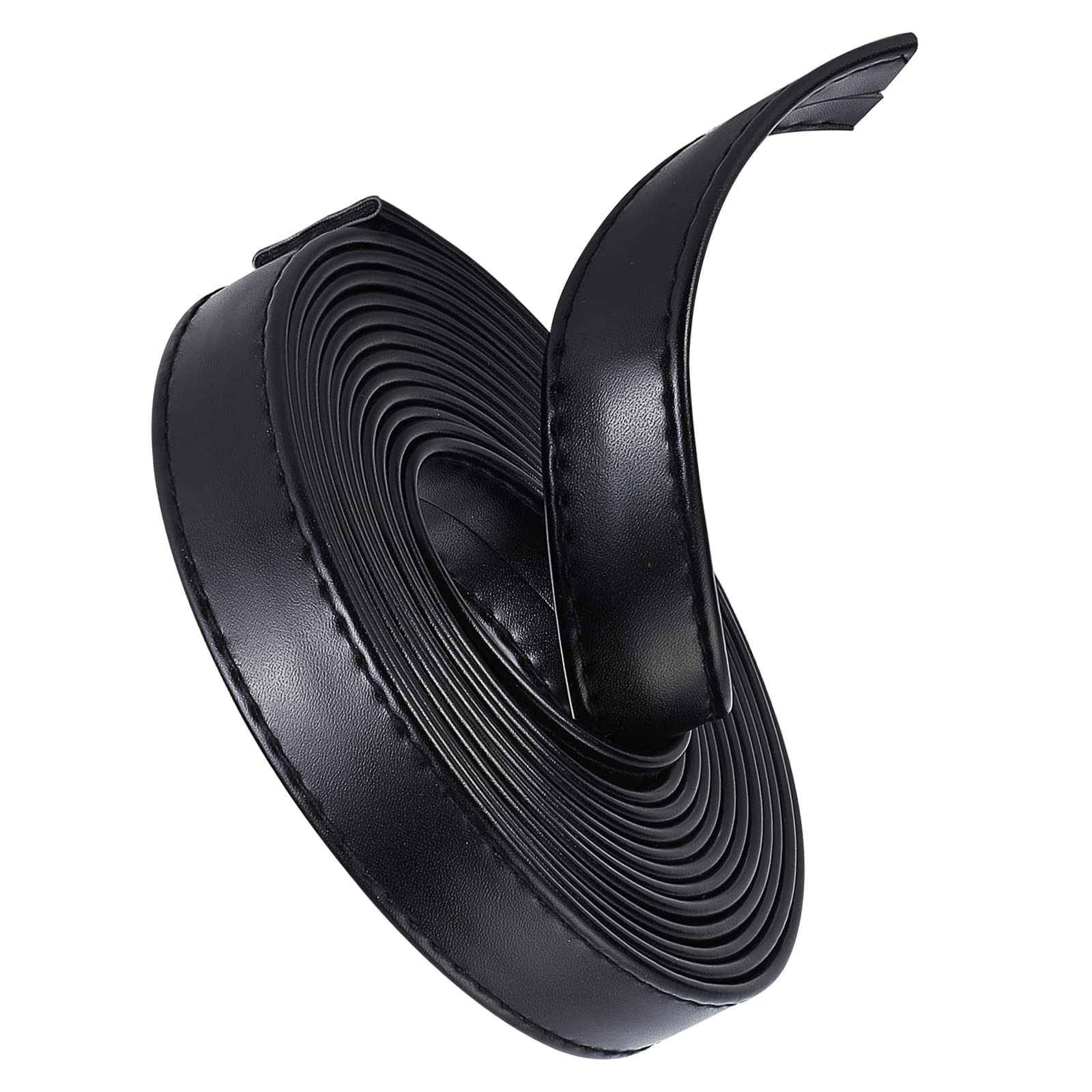 GORGECRAFT 118 Inches Double Sided Leather Strip Straps 0.8 inch Wide Flat Cord DIY Leather Strap String for Making Bag Strap Crafts Leather Belt Furniture Handles(Black)