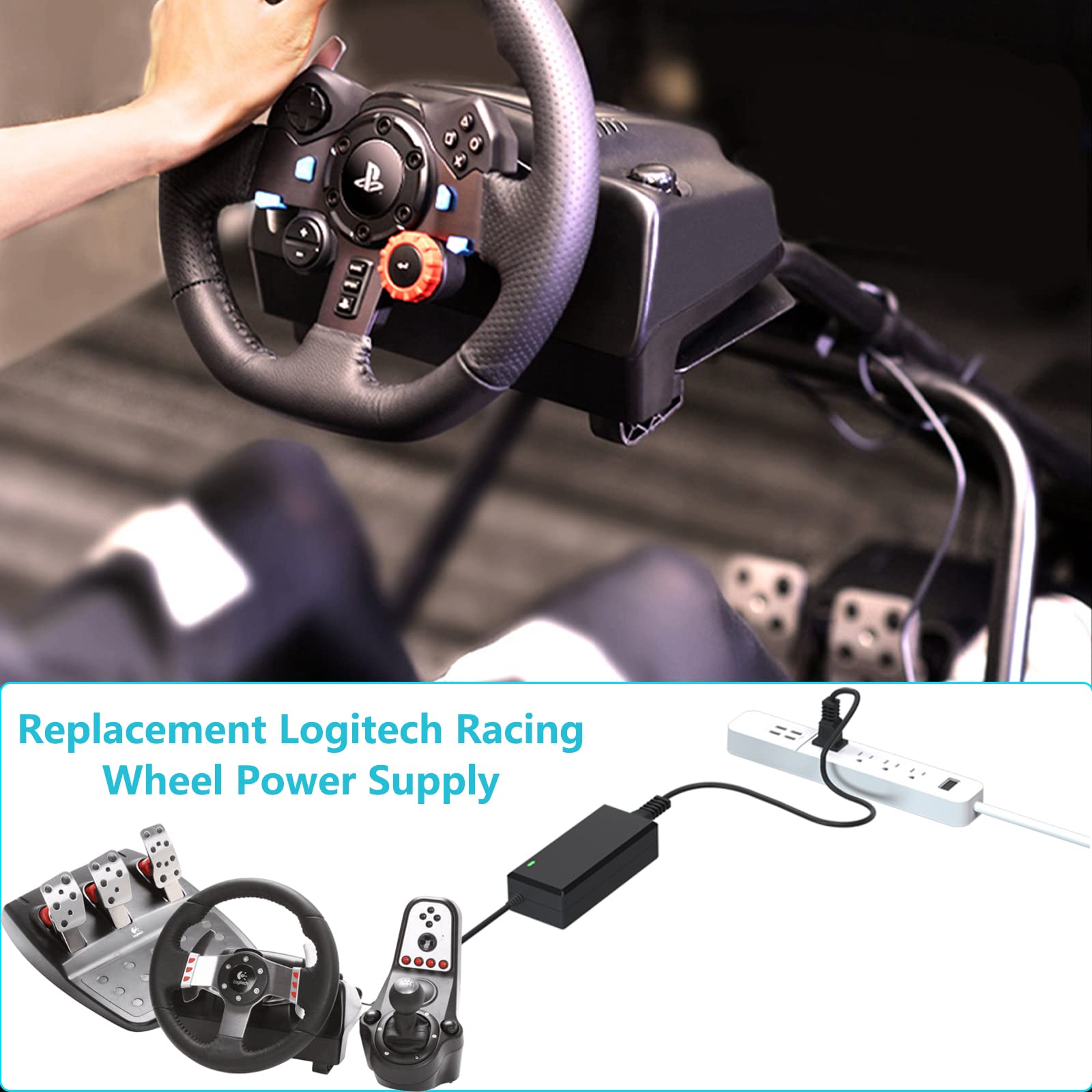 for Logitech G29 Power Supply for Racing Wheel G920 G923 G25 G27 G940 GT 24V Power Adapter Replacement Logitech Driving Force GT Racing Wheel APD DA-42H24, AD10110LF, 190211-0010 ETL Listed