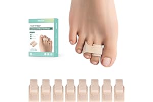 Welnove Hammer Toe Straightener - 8 Pack Broken Toe Wraps - Hammer Toe Corrector for Women - Toe Splints for Crooked Toes, Curled Toes, Bent Toes - (Small, Beige)