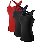 Women's Racerback Tank Tops Basic Workout Tanks Shirts Athletic Base Layer Sleeveless Yoga Tops 2/3 Pack