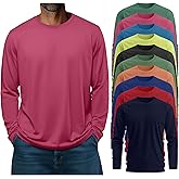Evervibe 10 Pcs Mens Big and Tall Shirts Cotton Long Sleeve Top Bulk
