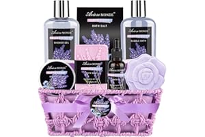 ARIOSEMONDE Spa Gift Basket Set, Lavender Home Spa Gifts for Women With Shower Gel, Bubble Bath, Body Butter, Bath Salt, Bomb, Oil, Soap - Gift Idea for Mother, Girlfriend, Wife