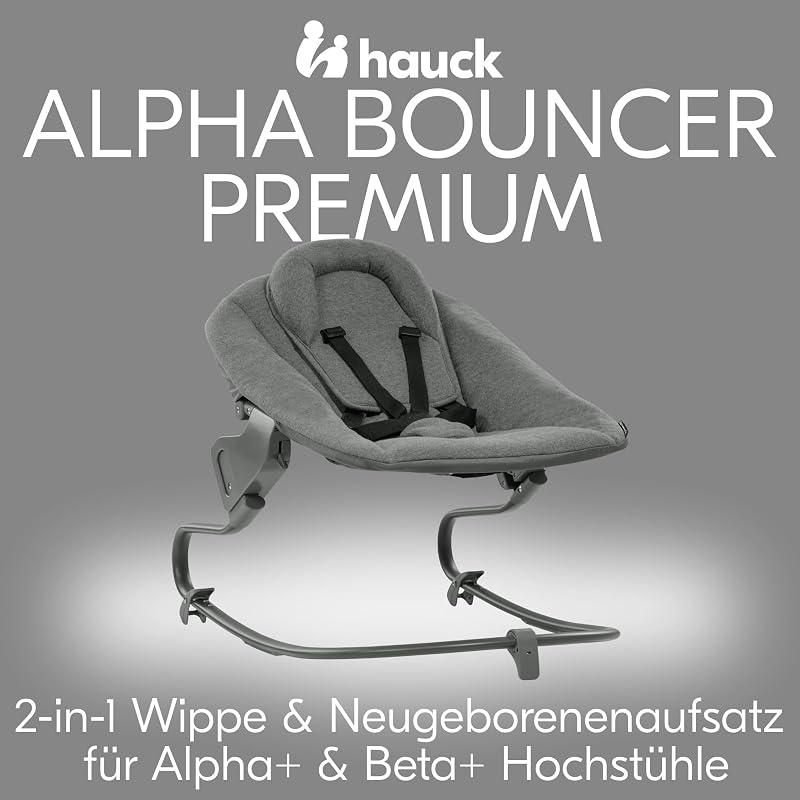 Babywippe & Hochstuhlaufsatz, Alpha Bouncer Premium Dark Grey