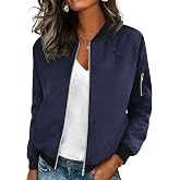 HOTOUCH Women Casual Jacket Long Sleeve Zip Up Coat Spring Fall Clothes | Solid Color Casual Jacket, Long Sleeve with Zipper and Side Pockets, Breathable Outerwear for Spring Fall Daily Wear