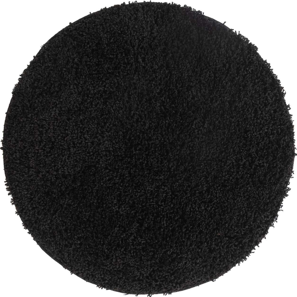 Rugs.com Everyday Shag Rug – Black 3 Ft Round Shag Rug Perfect for Kitchens, Dining Rooms and More