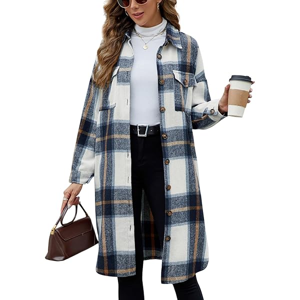 ジャケット・アウター Plaid Shacket Jacket For Women Button Amazon.com: ZWRXW Plaid Shacket Jacket for Women Casual