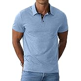 Sailwind Men's Cotton Polo Shirts Short Sleeve Casual Summer Shirts Classic Collared Golf Shirt with Pocket