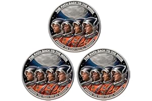 3D Lunar Mission Commemorative Coin, Double-Sided Collectible Set, Space Souvenir & Home Decor Display Keepsake (3PCS)