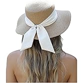 MakeMeChic Women's Wide Brim Sun Straw Hat UPF 50 Roll Up Cap Summer Hats