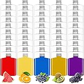 YAYODS 50 Pack Plastic Bottles with Aluminum Caps, 8 oz Plastic Flask for Liquor, Reusable Flat Juice Bottles Beverage Container for Drinks, Milk, Tea, Alcohol, Liquor