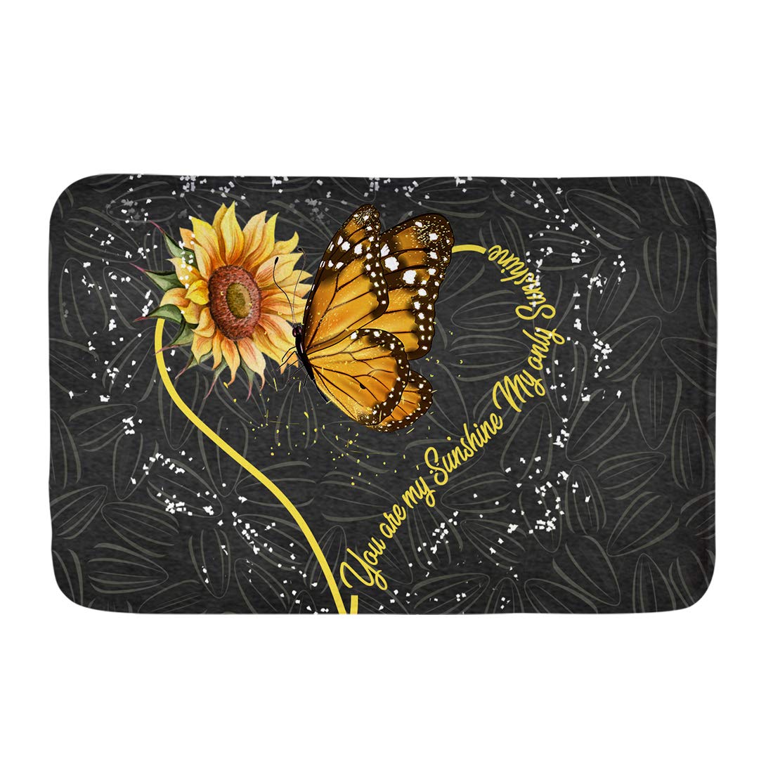 Coloranimal Home Garden Garage Front Door Mat Entrance Entry Way Shoes Scraper Fashion Sunflower Non Slip Absorb Flannel Carpet-Machine Washable