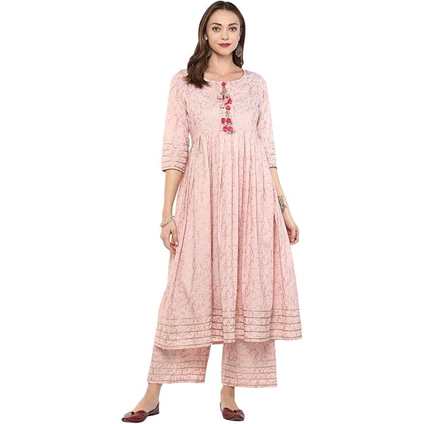 Set Kurta Donna Rytras In Rayon Viola Con Palazzo E Dupatta - Stampa Etnica, Abito Casual Chic, Taglie Dalla S Alla 3XL