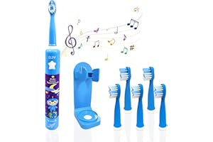 OJV 8620 Musical Electric Toothbrushes for Kids Children, 3 Modes 2 Min Timer, 6 Bristles Rechargeable Power Smart Sonic Music Play Song Toothbrush for Girls Age 3-14 with Wall Mounted Holder (Blue)