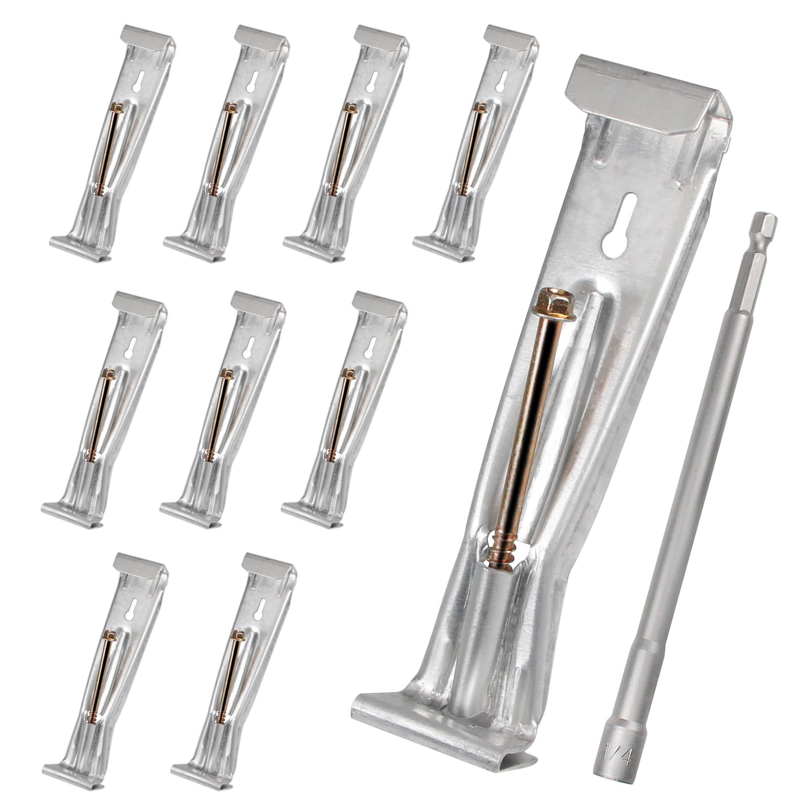 Photo 1 of 10 Pack 5 Inch K Style Gutter Hangers with Rust-Resistant Screws,Quick Screw Gutter Clips Hidden Gutter Bracket Come for 5" K-Style Aluminum Gutters - Includes 1/4" x 5.9" Hex Bit