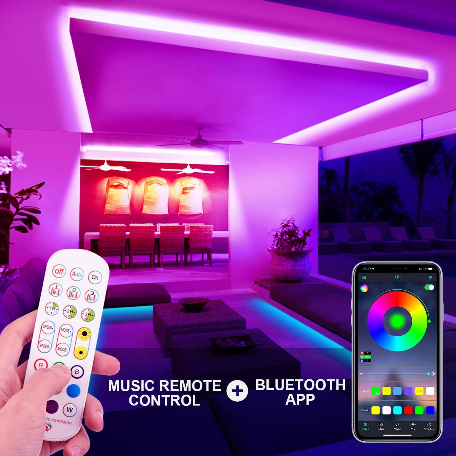 Bluetooth APP LED Controller with 24 Key Music Remote for LED Strip