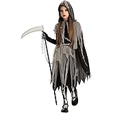 Spooktacular Creations Girl Grim Reaper Costume with Gloves and Tights Glow in the Dark, Scary Halloween Costume