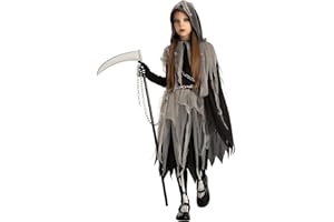 Spooktacular Creations Girl Grim Reaper Costume with Gloves and Tights Glow in the Dark, Scary Halloween Costume