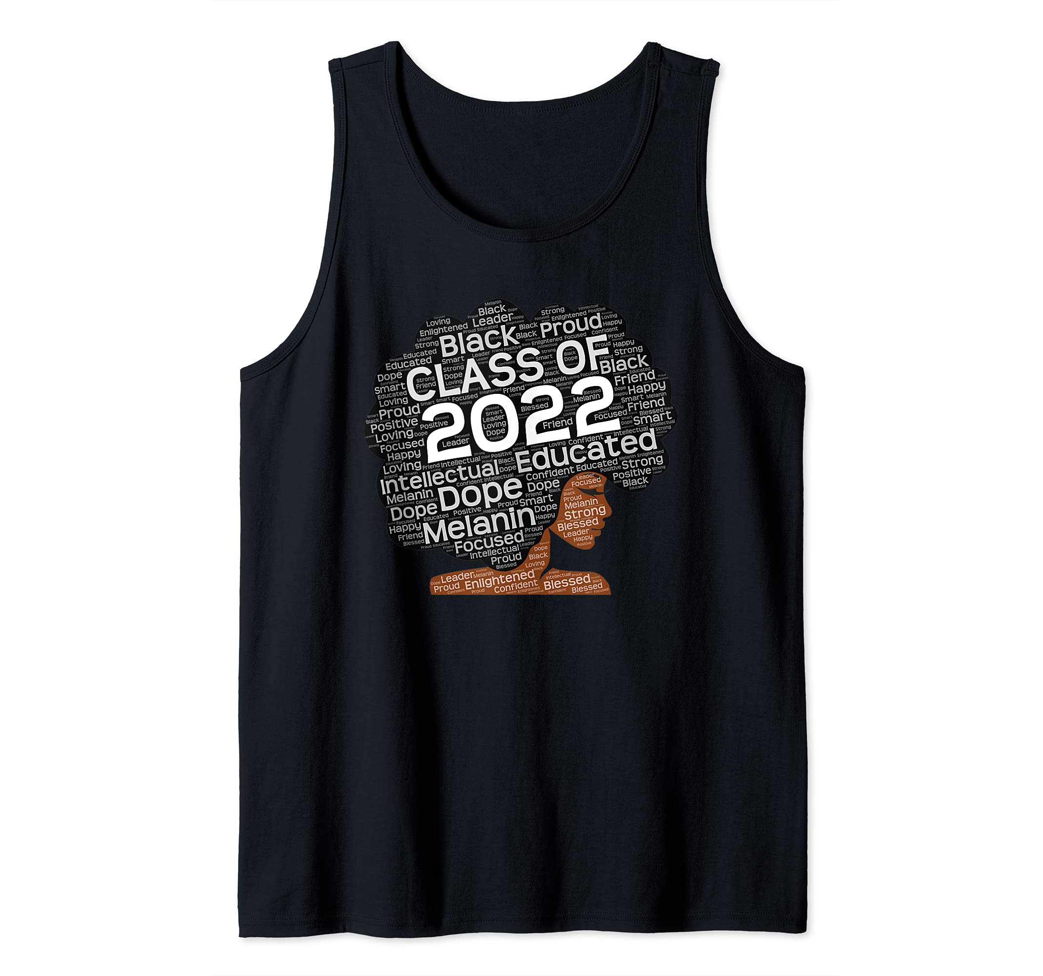 Class of 2022 Words in Afro Black Woman Tank Top