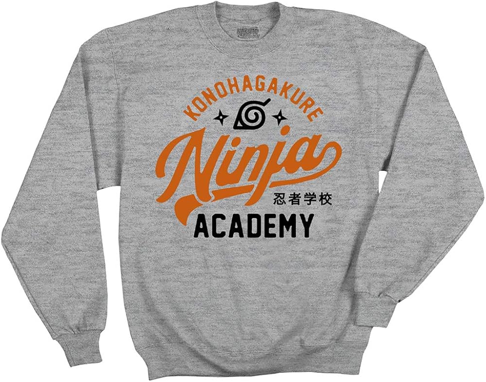 Ripple Junction Naruto Shippuden Adult Script Ninja Academy Fleece Sweatshirt: Clothing