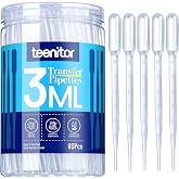 Teenitor 80PCS 3ML Pipette Dropper, Eye Dropper, Disposable Plastic Eye Droppers for Crafts, Droppers for Oils, Medicine Dropper Transfer Pipettes for Essential Oil Makeup Science