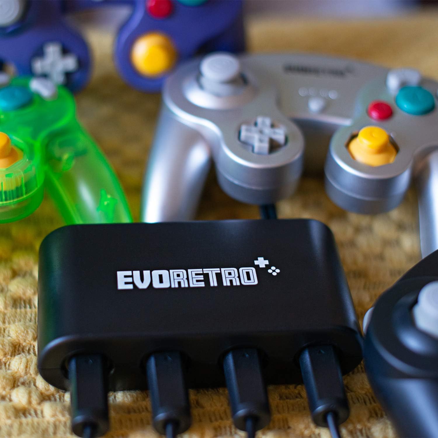 4 Pack Gamecube Controller Bundle - with 4 Extension Cords and a 4-Port Adapter for/Switch/PC by EVORETRO: Electronics