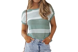 CiCiBird Women Casual Short Sleeve Sweaters Tops Cute Crew Neck Pullover Shirt Lightweight Knit Sweater Blouse