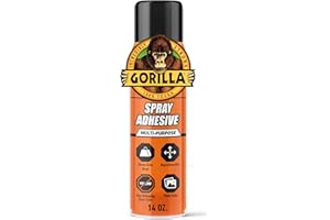 Gorilla Heavy Duty Spray Adhesive, Clear Glue, 14 Ounce (Pack of 1) - All Purpose with Comfort Nozzle for Indoor or Outdoor