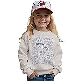 Toddler Girl Boy Game Day Football Sweatshirt Football Doodles Pullover Long Sleeve Shirt Kids Rugby Sport Fans Outfit