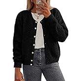 PRETTYGARDEN Fall Long Sleeve Cardigans for Women Trendy 2026 Lightweight Button Down Crewneck Loose Knit Sweater Clothes