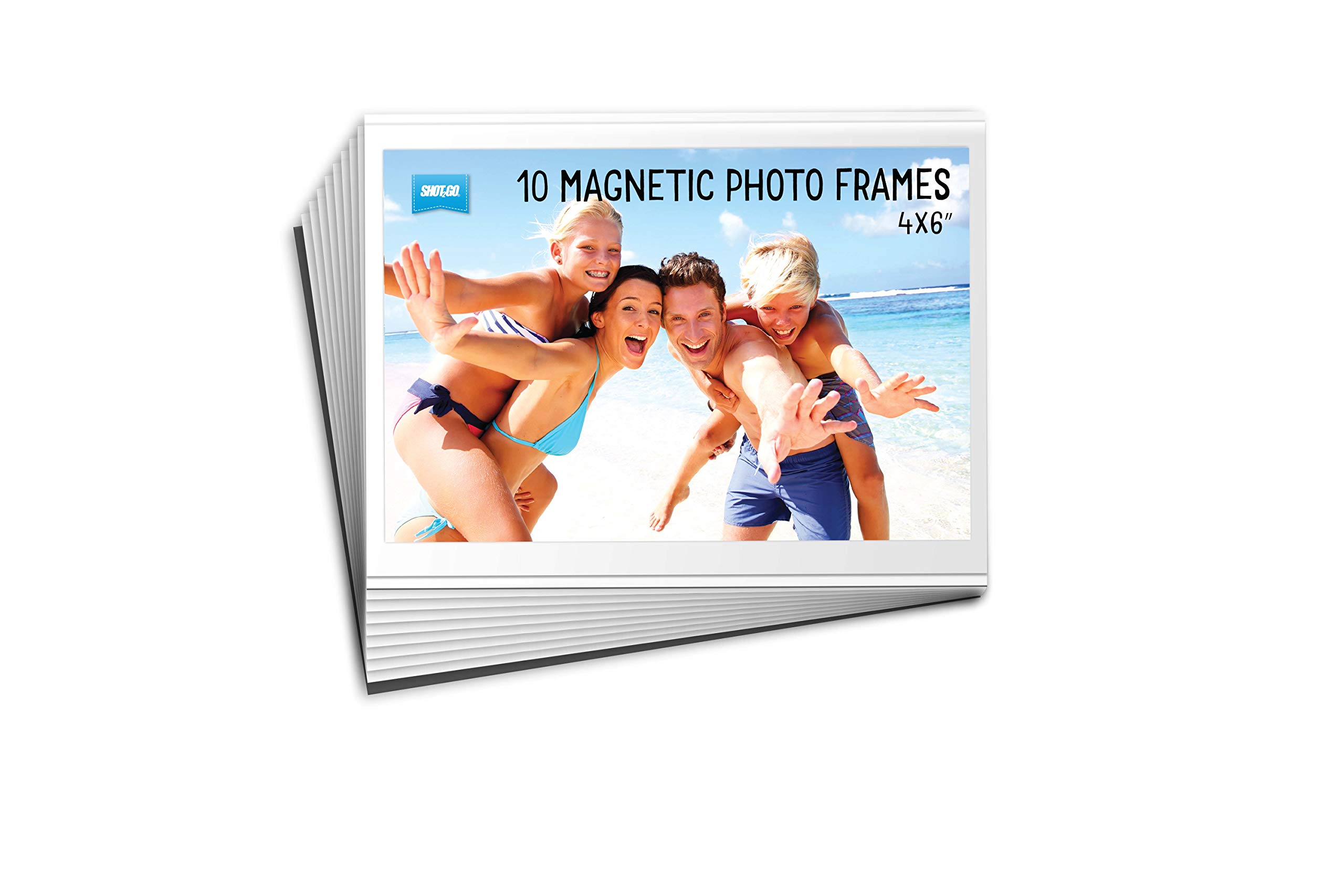 Shot2go Pack of 10 Magnetic Photo Fridge Frame Pockets Clear 4x6