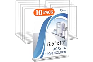 Daofary Acrylic Sign Holder 8.5 x 11 Inches 10 Pack, Double-Sided Stand up Table Top Paper Holder, Store Sign Holders, Plasti